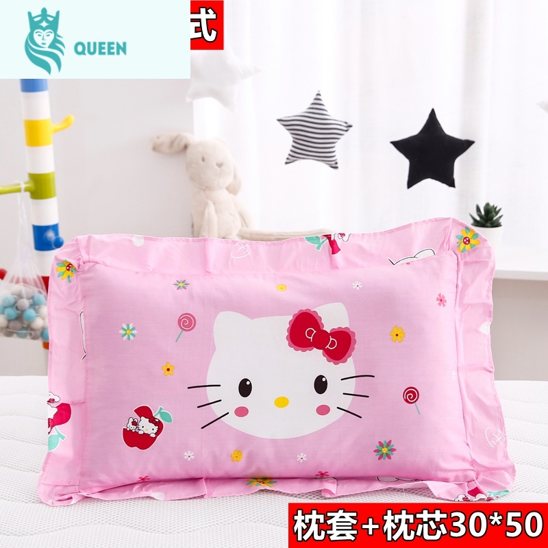 恋名媛儿童枕头1-3-6岁幼儿园专用午睡卡通宝宝棉小孩学生8-12中大童 西瓜红