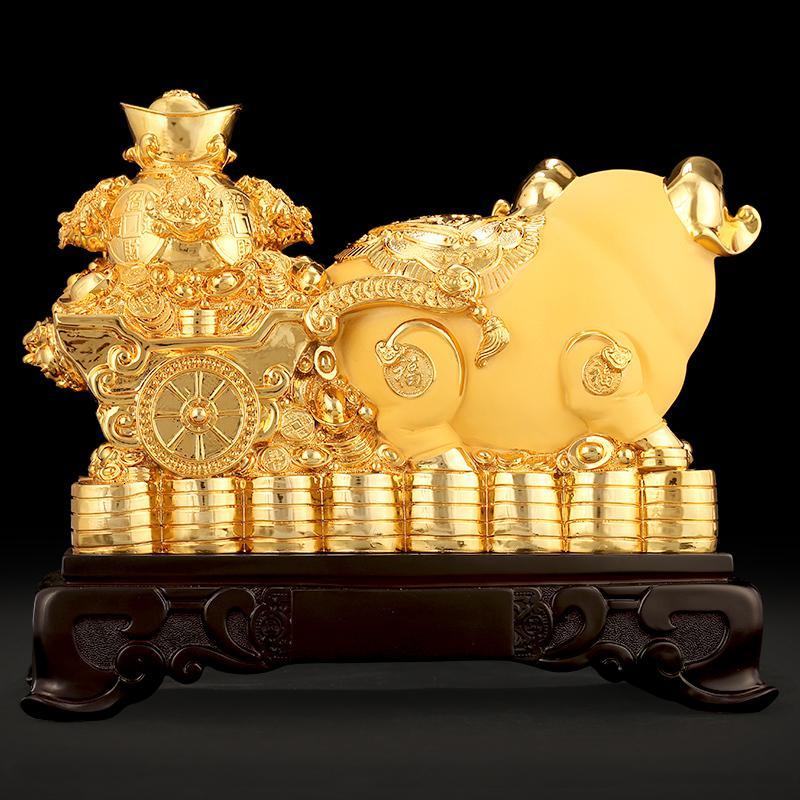 美帮汇生肖猪摆件金猪工艺品创意白菜客厅装饰品礼乔迁新居礼品