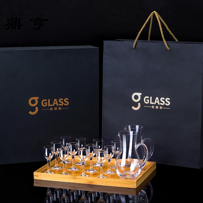 鼎亨水晶玻璃白酒杯套装酒具家用小酒盅一口杯创意分酒器礼盒装