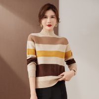 秋冬新款鄂尔多斯羊绒衫女纯色羊绒衫女圆领套头短款针织羊毛衫修身显瘦毛衣女专柜正品恒源祥品牌羊绒衫女 XL 7052杏色