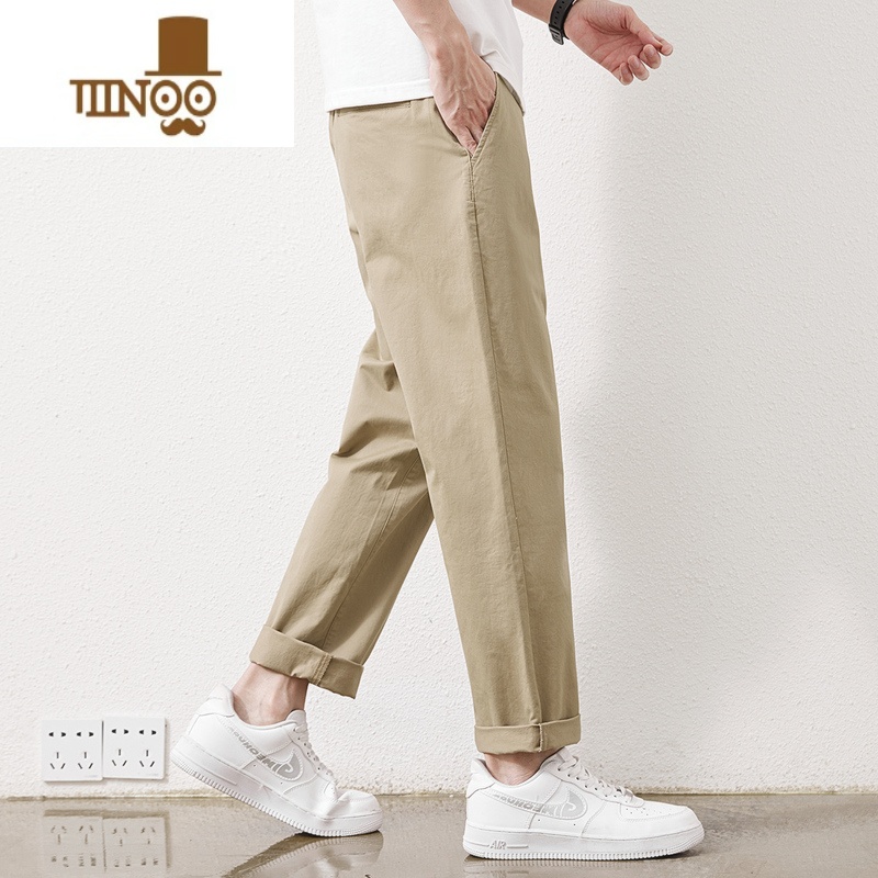 YANXU秋季直筒休闲裤男2023新款潮流宽松百搭商务弹力工装长裤子高清大图