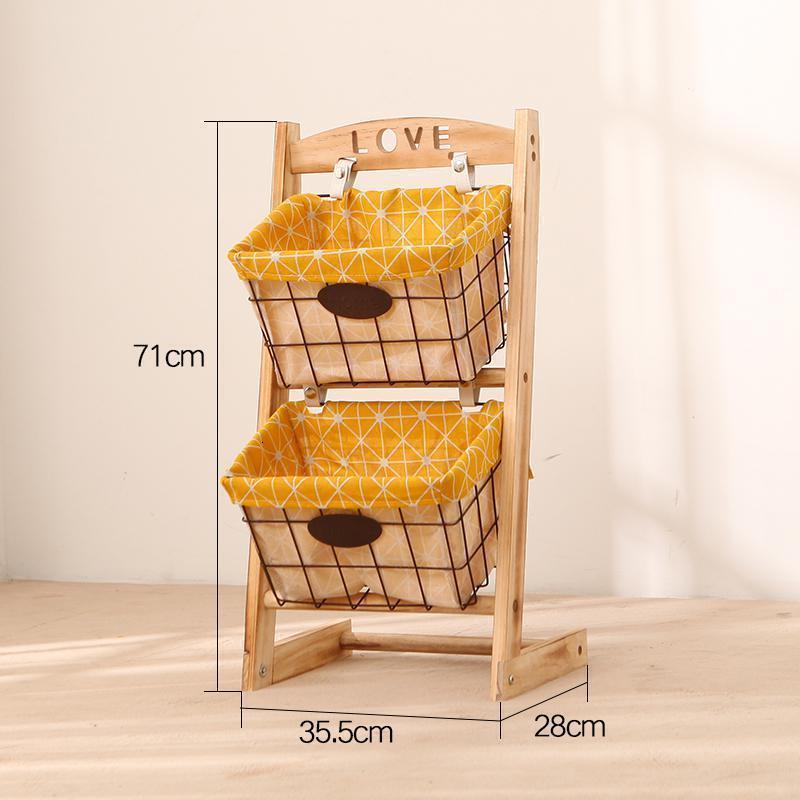 森美人创意实木书报架客厅杂物架田园布艺收纳架落地置物架家用玩具储物高清大图