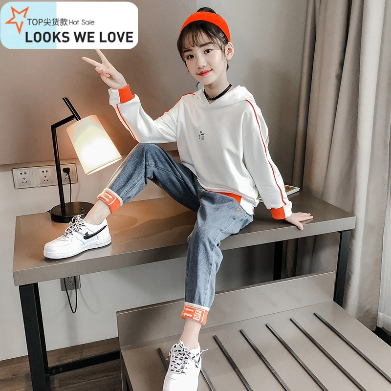 七色王国女童春装套装2021新款洋气网红儿童中大韩版运动女孩时髦两件