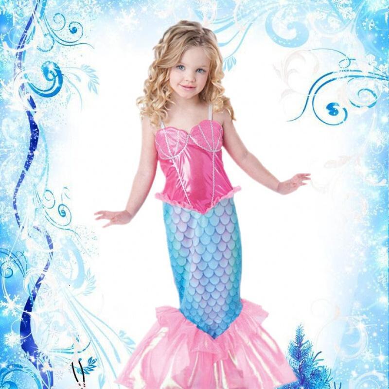 儿童连衣裙表演演出服装美人鱼公主裙儿童幼儿cosplay美人鱼尾巴图色