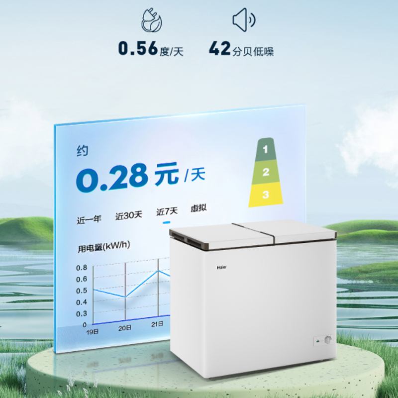 海尔(Haier)215升 家用卧式冰柜 冷柜 双温柜 双温双箱 断电保护 3D制冷 FCD-215LHSD高清大图