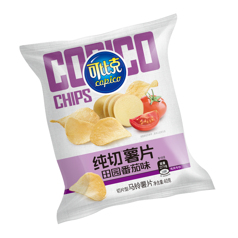 可比克 膨化食品 纯切薯片40g(田园番茄味)高清大图
