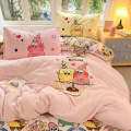 A类加厚牛奶绒四件套卡通高克重防静电加绒被套轻奢风秋冬保暖 【床笠款】1.5四件套-被套200x230 过生日的海宝和派派绒
