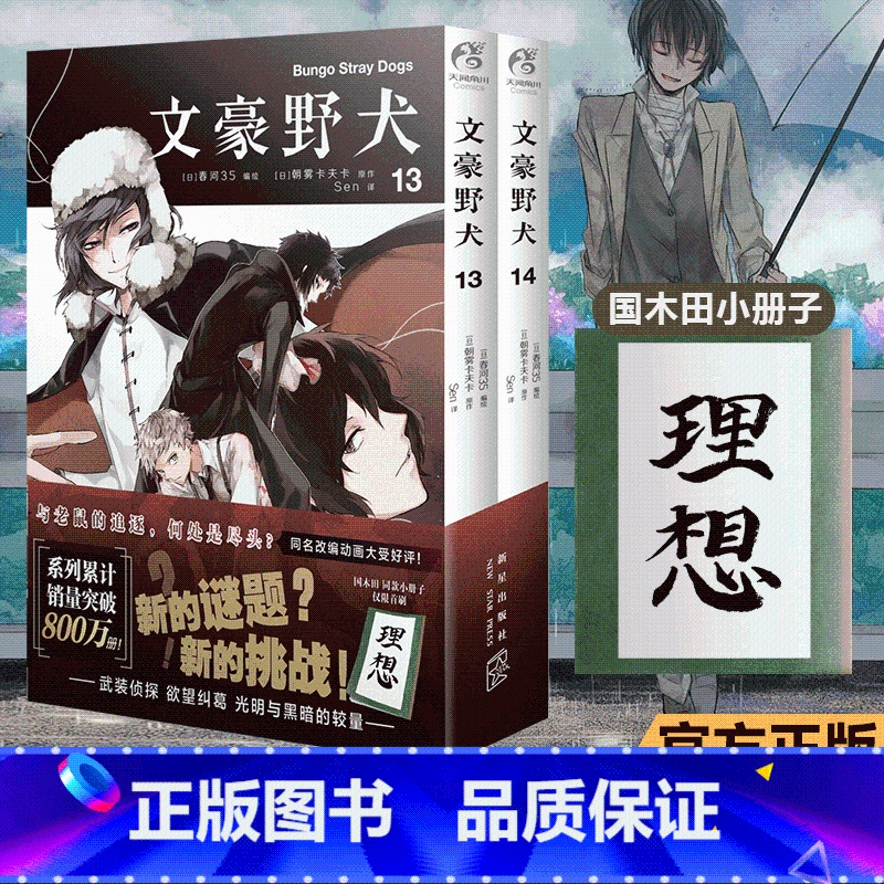【正版】赠国木田同款小册子 文豪野犬漫画13-14册 套装2册 朝雾卡夫卡文豪野犬漫画版人气异能战斗动漫侦探推理漫画