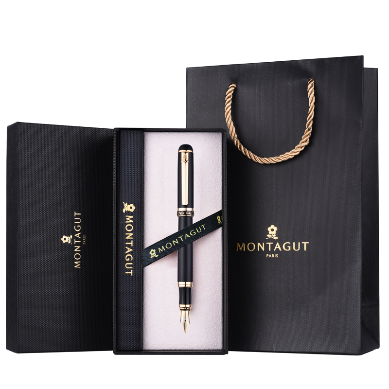 梦特娇(Montagut)黑丽雅银夹美工笔 1.0mm变尖 钢笔 商务办公钢笔 书写练字笔 签字笔 签名笔 办公钢笔