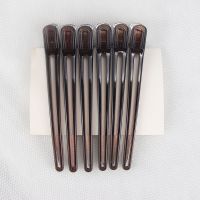 美发夹子发型师专用剪发夹子鸭嘴夹一字水晶长嘴夹铝片无痕夹子 黑色水晶夹(五支装)