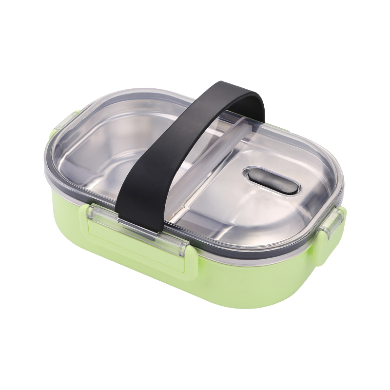 美帮汇茶具304不锈钢保温饭盒学生小容量分格便当盒手提便携分隔型餐盒套装 手提款(2格)粉色含袋子高清大图