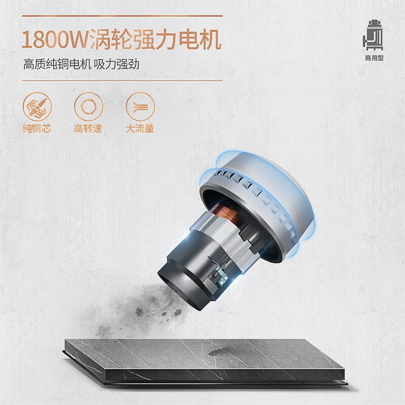 吸尘器JN802-60L大功率1800W商用工业桶式干湿吹三用大吸