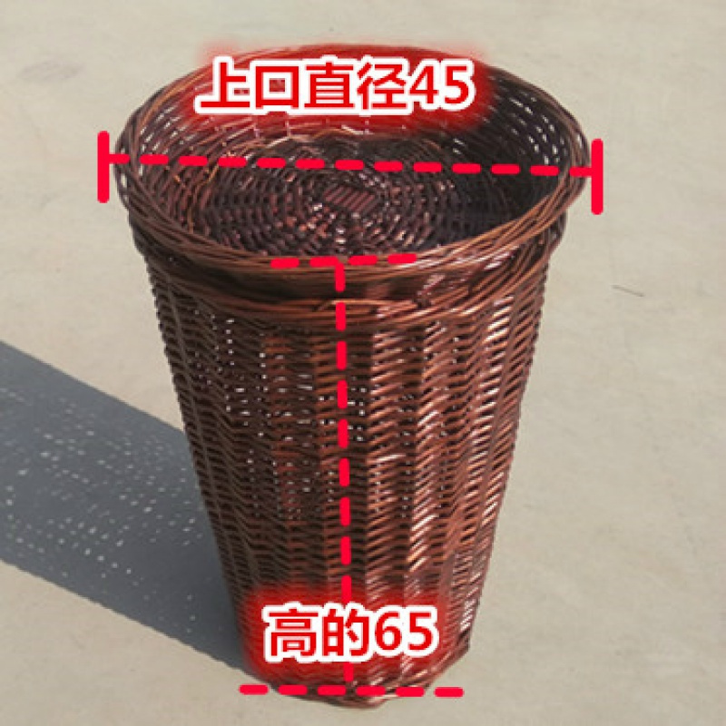 柳编水果堆头篮藤编堆头筐做水果盘水果篓编织筐水果筐水果篮藤编 平口大号直径45高65 咖啡色