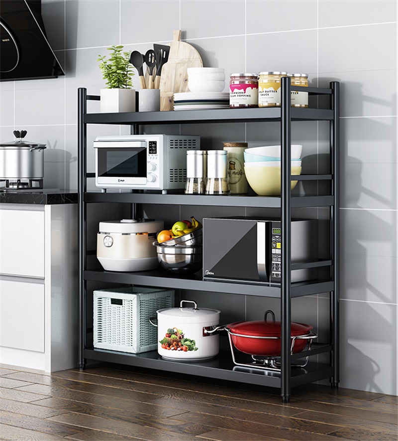 洛伊丽 不锈钢厨房置物架落地多层五层柜锅架子微波炉储物收纳架家用