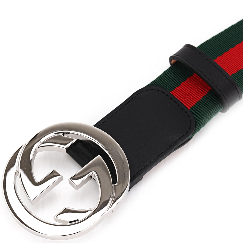 gucci古驰男款织物配皮板扣式腰带411924h917n