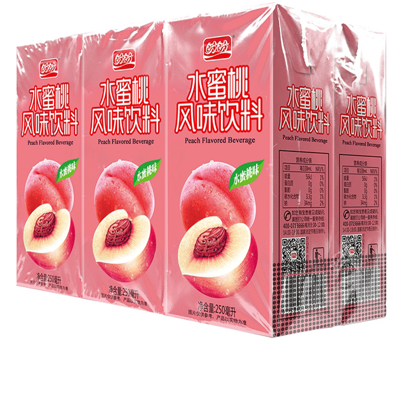 盼盼食品清凉夏季下午茶饮品250ml6瓶水蜜桃果味纸盒装装饮料
