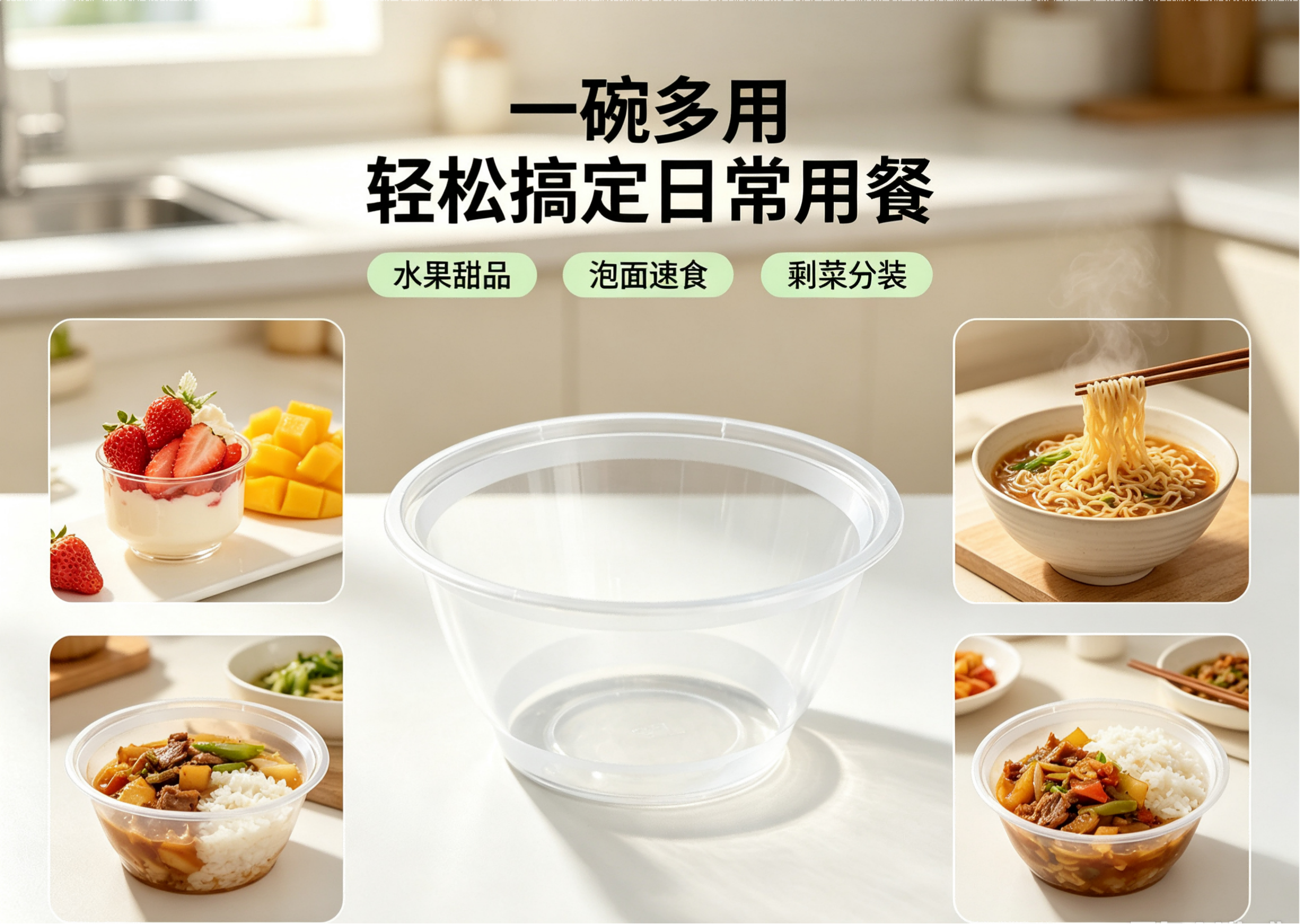 千百达 QBD-YCH500 一次性圆餐盒 500ML 450个/箱 透明 单位:箱