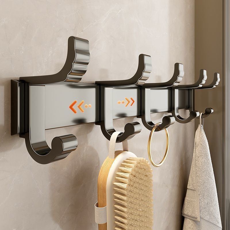 丽佳邦枪灰色免打孔毛巾架卫生间太空铝毛巾杆厕所置物架壁挂浴室卫浴枪灰·可移动排钩【5钩】