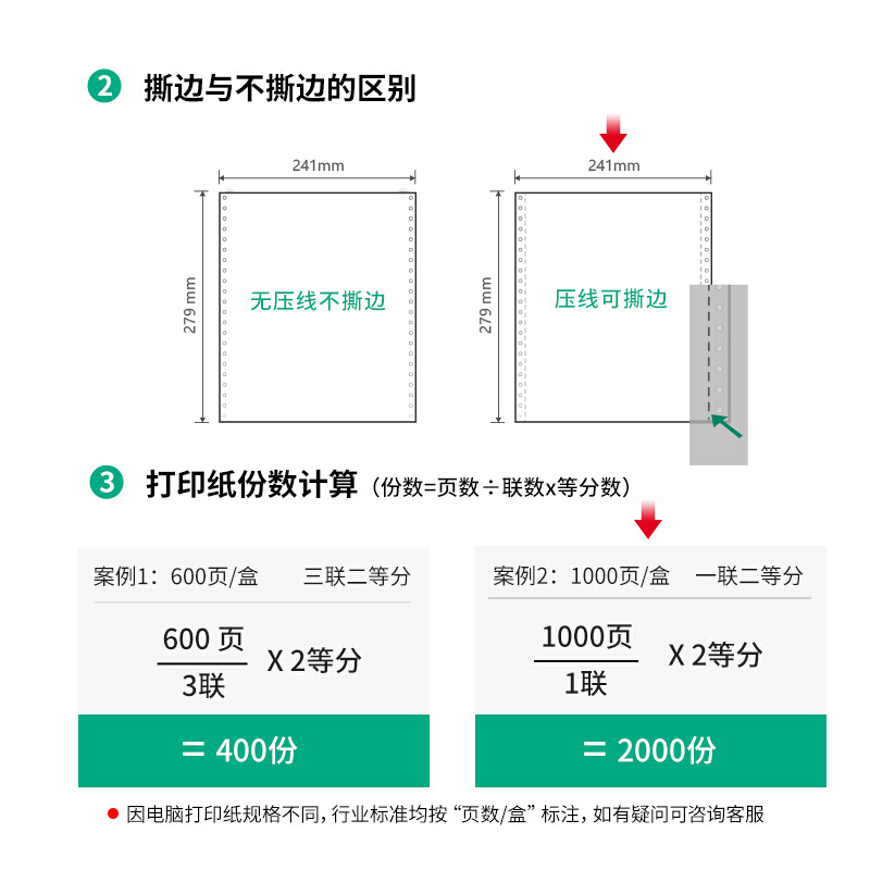 得力莱茵河L241-1电脑打印纸(1/2S白色撕边)(盒)