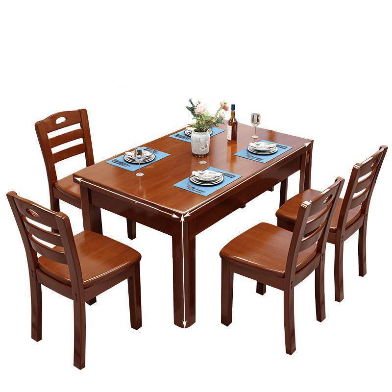 圣德列实木餐桌一桌四椅R-4 1200*700*750mm高清大图