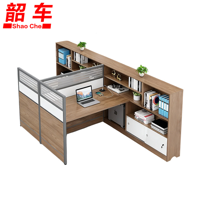 韶车屏风工位职员位胡桃白两人位2.8m张高清大图