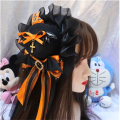 HD 暗黑少女硬妹风蝙蝠恶魔翅膀对夹lolita辣妹飘带边夹发饰万圣节 南瓜色 一对