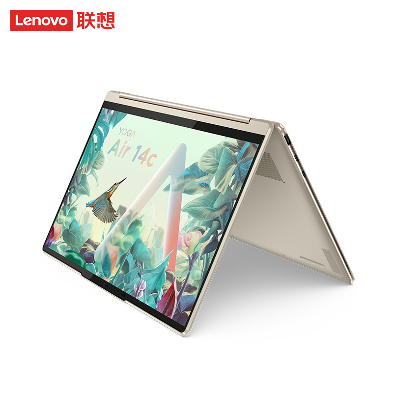 联想Yoga Air14c 2022 14英寸轻薄可翻转笔记本电脑(12代i7-1280P 16G 1TB 2.8K 90Hz OLED 广色域 触控屏 取色笔)曦光金高清大图