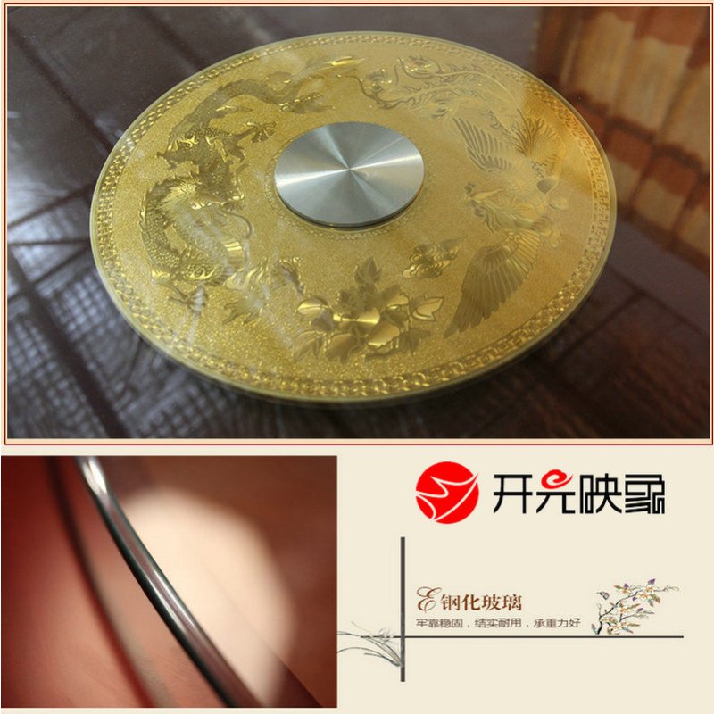 开元映象酒店饭店食堂餐桌圆桌实木油漆贴皮玻璃转盘圆餐桌KYC-2081