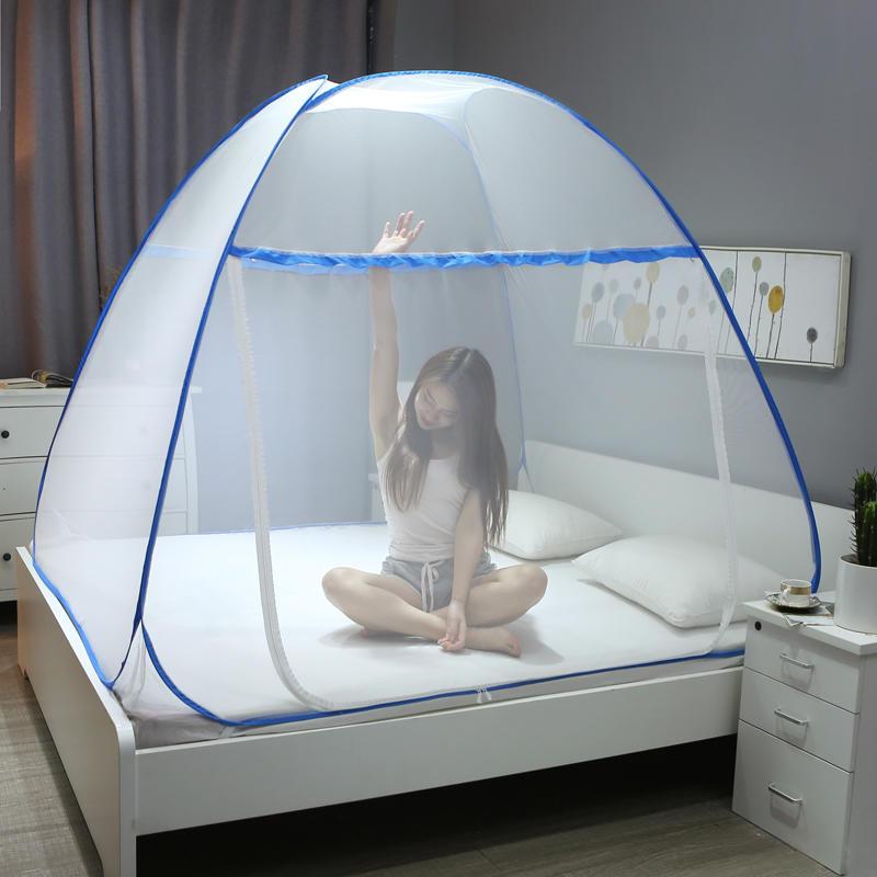 南极人(NanJiren)家纺 夏季防蚊加高免安装钢丝蒙古包蚊帐 床上用品简约风加密1.2米单开门双开门蚊帐