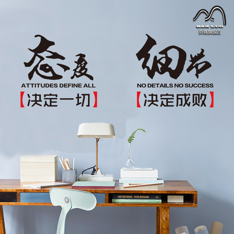 公司企业团队励志标语办公室会议室背景墙装饰墙贴纸态度细节目标