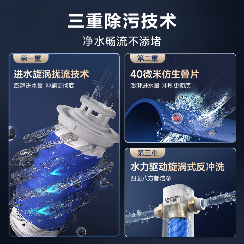 史密斯银河前置过滤器 全自动 自来水过滤家用净水器全屋净水自动反冲洗防爆滤瓶6T真实大流量PF-DA1