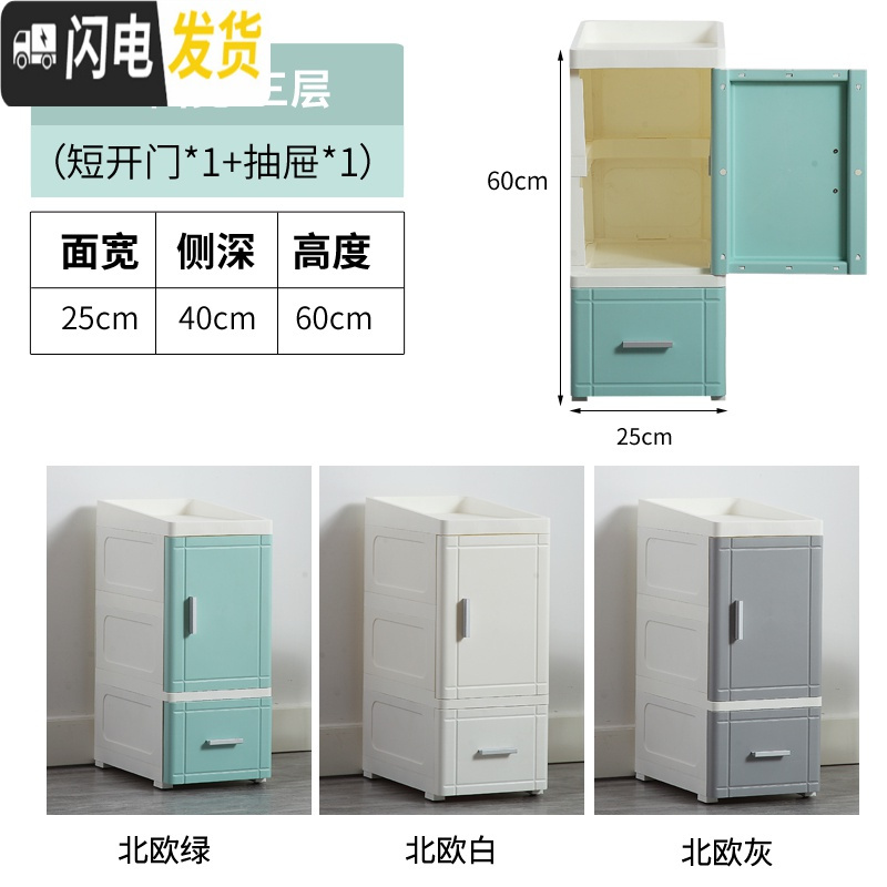 三维工匠收纳柜冰箱夹缝抽屉式置物柜厨房卫生间塑料储物柜零食玩具收纳箱高清大图