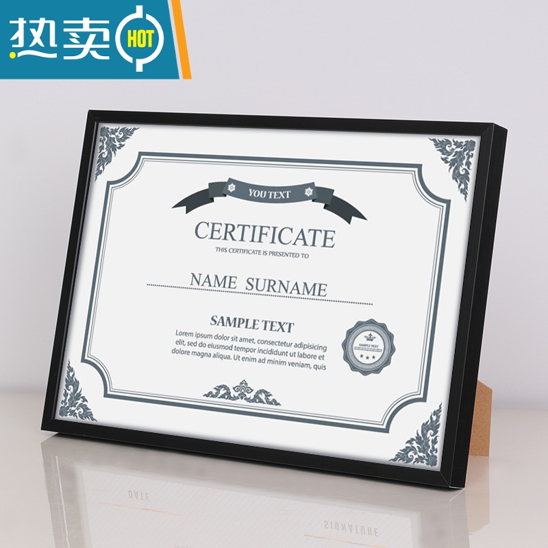 敬平铝合金证件框a4纸相框摆台荣誉证书奖牌裱框定制A3营业执照框挂墙 平面黑色 A3新版营业执照(29.7*42)挂墙高清大图