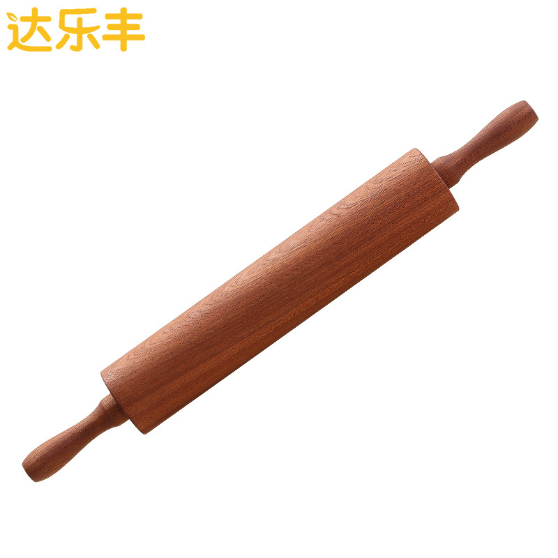 达乐丰 木质滚轴擀面杖 48.3*6CM 单只装乌檀木整木无漆擀面杖 家用擀面棍 饺子棍棒 实木擀饺子皮工具