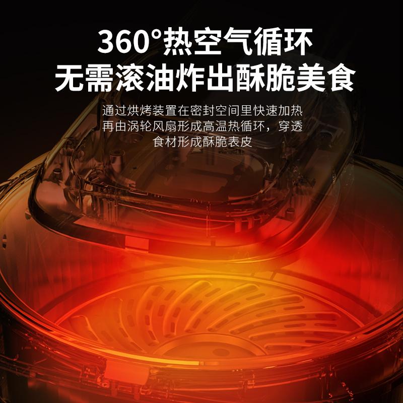 南极人可视空气炸锅触屏家用薯条炸锅烤箱一体6升大容量智能无油电炸锅全自动电空气机