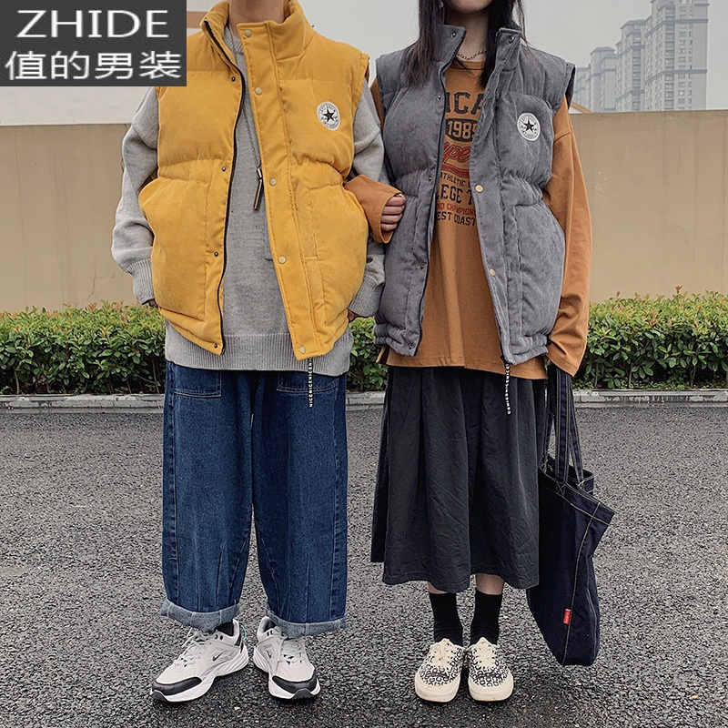 SUNTEK棉马甲冬季男士外套宽松加厚无袖马夹坎肩外穿情侣港风保暖背心潮马甲/背心
