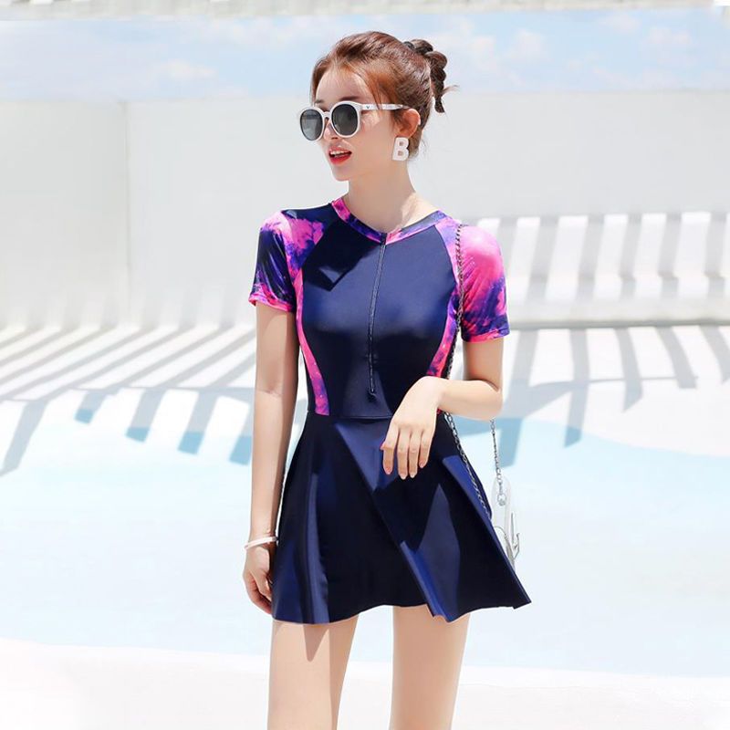 游泳衣女新款遮肚显瘦性感连体装保守网红仙女范学生韩国ins视频