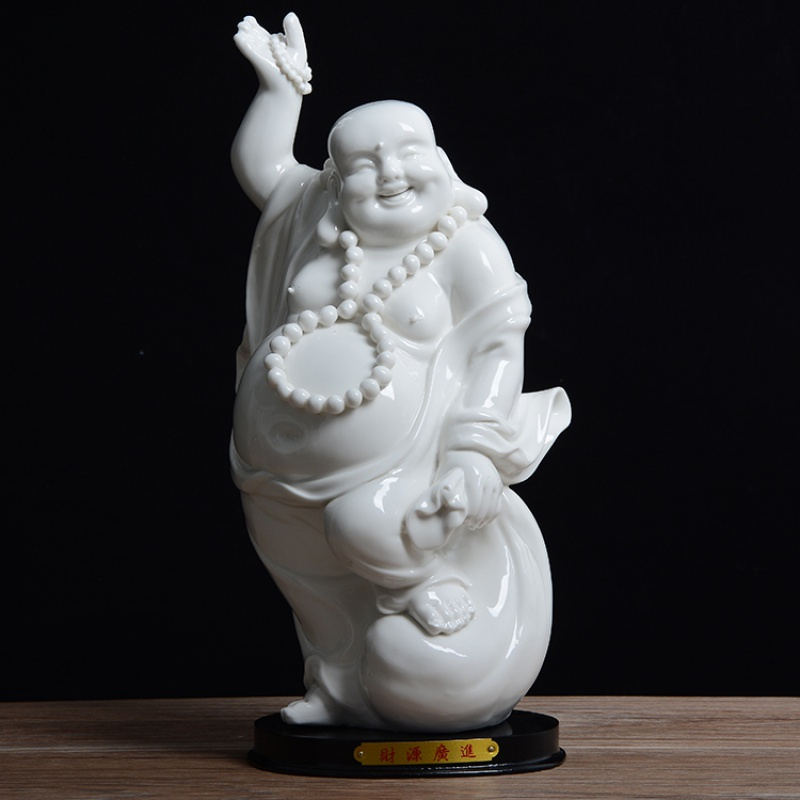 德化陶瓷弥勒佛像摆件工艺品客厅家居摆设礼品白瓷器大肚笑佛 三维