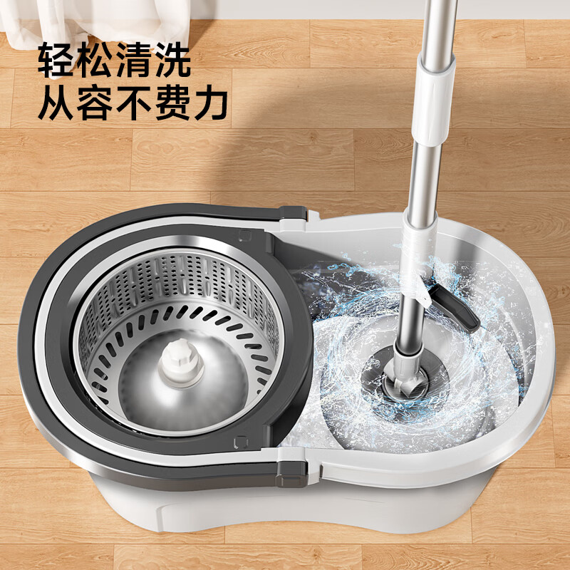 五月花旋转拖把带桶一套2头家用一拖净免手洗2026拖布吸水墩布杆长125cm