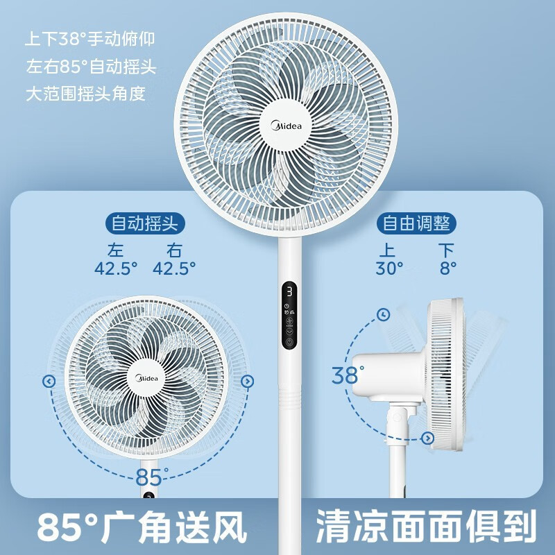 美的(midea)电风扇 sag30pr家用风扇落地电风扇智能遥控立式宿舍办公
