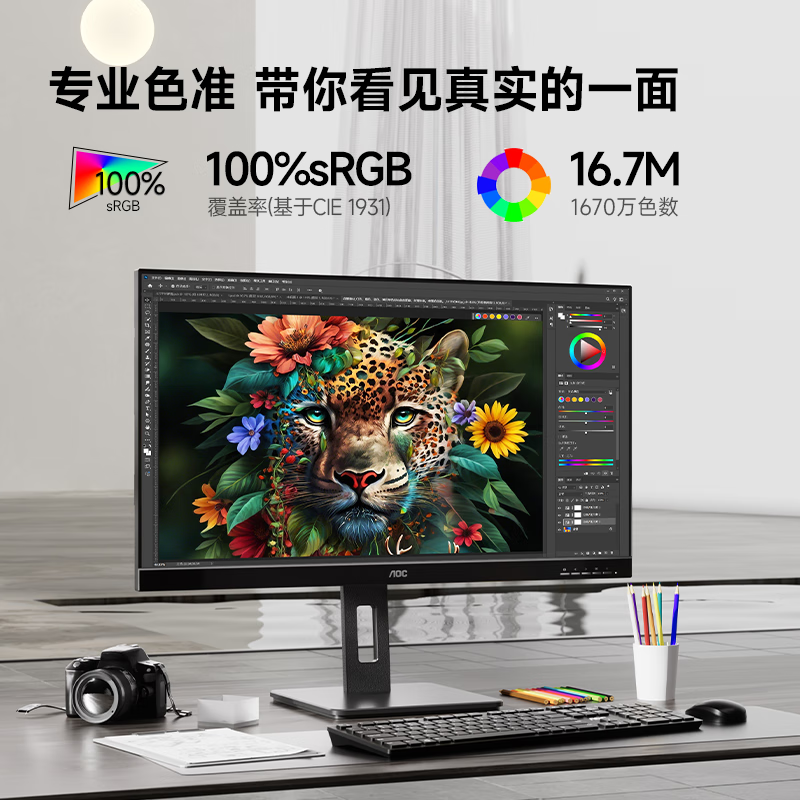 冠捷Q24P2C 23.8英寸 75Hz IPS Type-C 旋转升降 家用设计办公TUV低蓝光显示屏 显示器高清大图