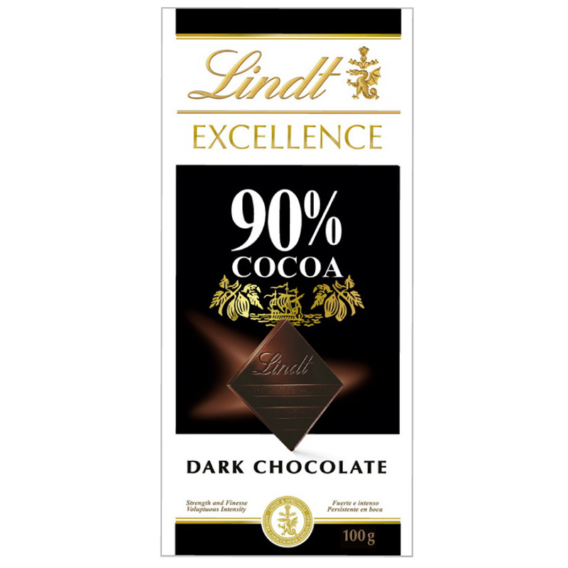 Lindt 瑞士莲 特醇排装 90%可可 黑巧克力 100克/块