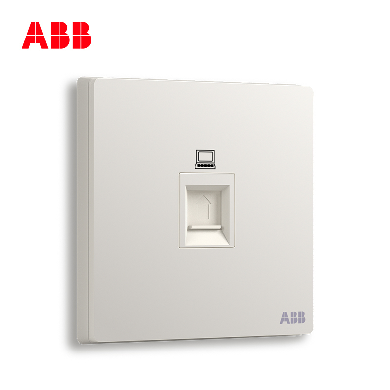 ABB开关插座 轩致无框 雅典白色 一位6类六类电脑网络插座AF333