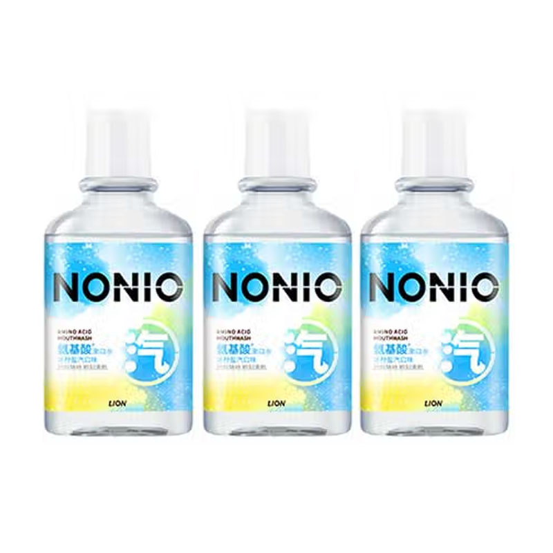 狮王(Lion)NONIO氨基酸国产漱口水 冰柠盐汽450ml*3 零0酒精零蔗糖持久清新