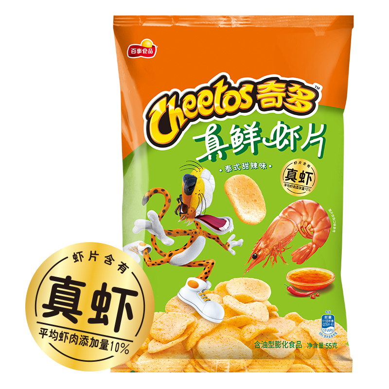 奇多真鲜虾片泰式甜辣味55克 膨化食品