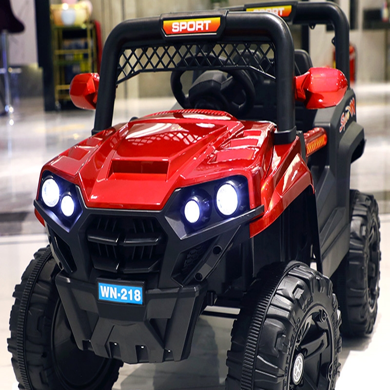 智扣儿童电动车小孩可坐人四轮遥控玩具汽车男女宝宝带摇摆四驱越野车