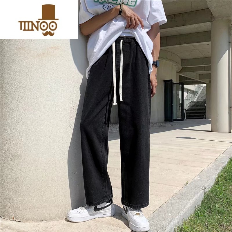 YANXU牛仔裤子男宽松直筒休闲裤夏季薄款高街潮牌ins港风阔腿季港街街高清大图