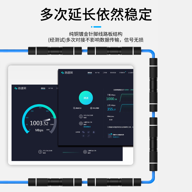 千天(QANTOP)网线直通头对接头器网线延长器RJ45网口连接器千兆屏蔽工程室外防水双通头转接头1个QT-ZT005