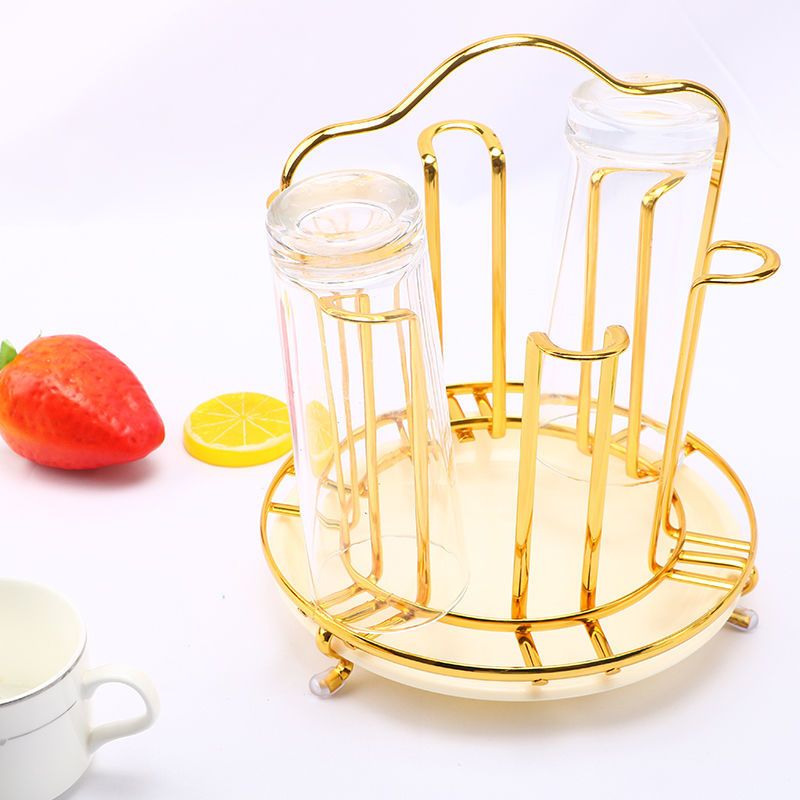 金属杯架沥水架创意轻奢家用客厅倒挂杯架玻璃水杯架子收纳置物架