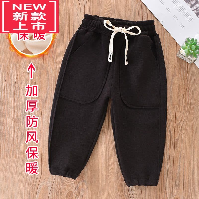 可莉允儿童秋冬季款加绒裤子防风裤保暖运动裤男女童中小童宽松时尚卫裤保暖裤图片